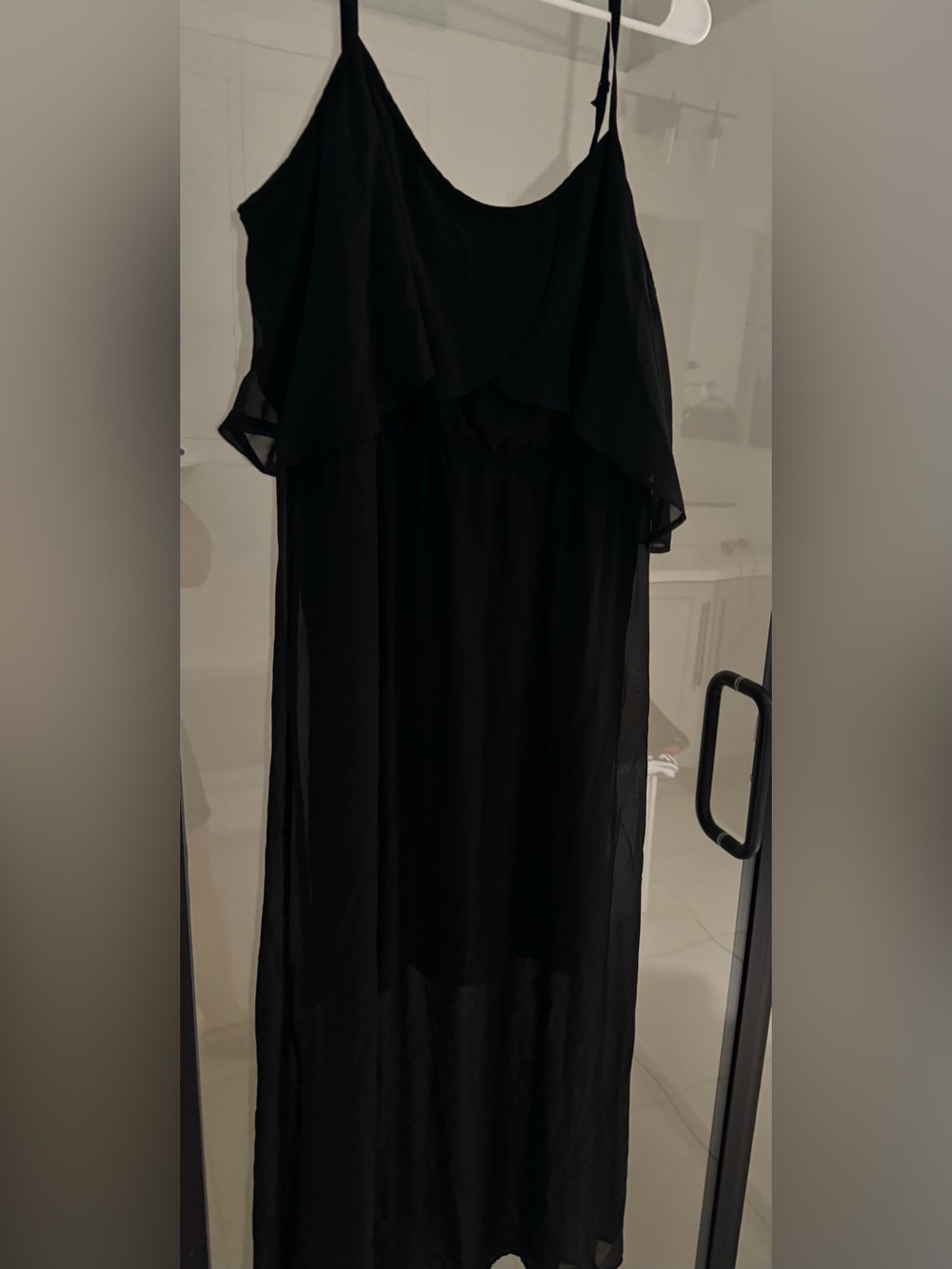 Women’s Black Sheer Layered Maxi Dress - XXL